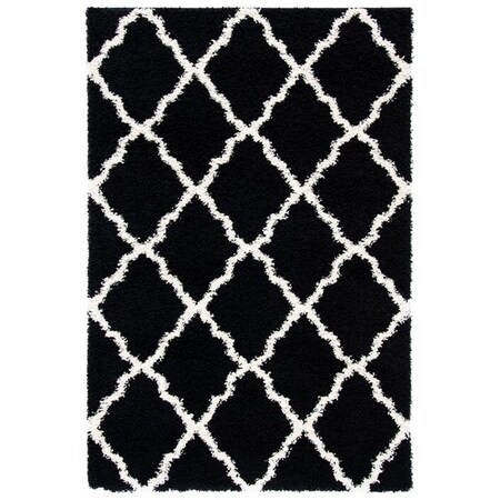 Safavieh 3 x 5 ft. Dallas Shag Contemporary Rectangle Power Loomed Rug Black & Ivory SGD257Z-3